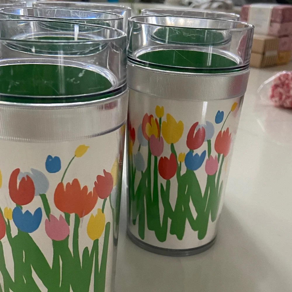 Colorful vintage thermos- Tulip Party Cups - Set of 8